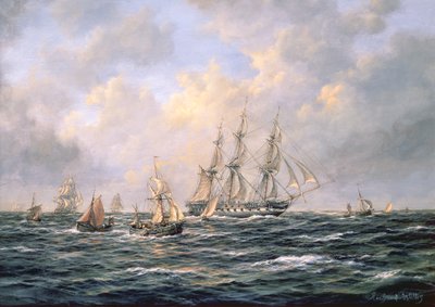 Convoy of East Indiamen amid Fishing Boats by Richard Willis